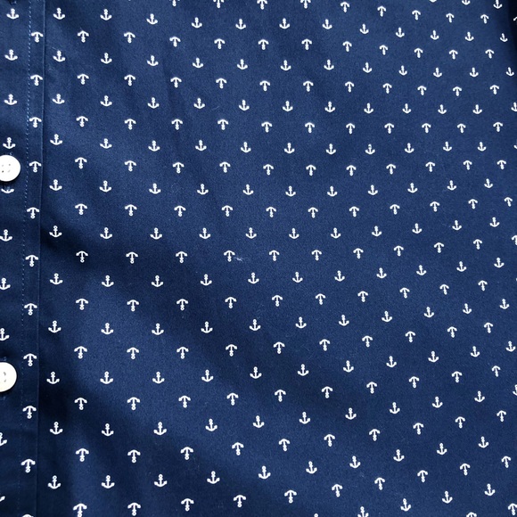 L.L. Bean Wrinkle Free Marine Blue Anchor Shirt - Picture 6 of 9